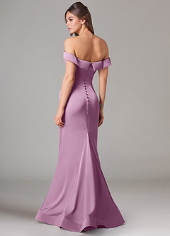 Azazie Everly Bridesmaid Dresses Wisteria Mermaid Off the Shoulder Stretch Satin Convertible Dress image5