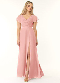 Azazie Rylee Bridesmaid Dresses Rosette A-Line Pleated Chiffon Dress image1