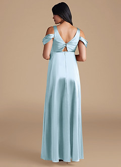 Azazie Rhea Maternity Bridesmaid Dresses A-Line Pleated Metallic Satin Floor-Length Dress image2