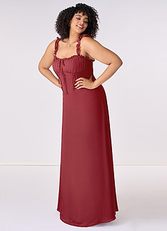 Barbie ♥ Azazie Bridesmaid Dresses Pomegranate A-Line Sweetheart Neckline Chiffon Dress image8