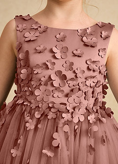 Azazie Lana vestidos de niña de las flores Vestido de Rosa De Cedro de Satin Mate de Corte En A con Sin mangas image6