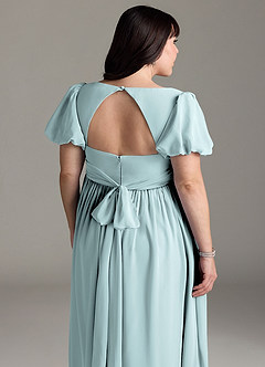 Azazie Madisynn Maternity Bridesmaid Dresses Bow Chiffon Floor-Length Dress image10