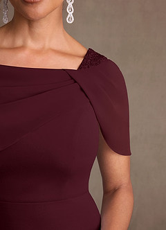 Azazie Deirdre Mother of the Bride Dresses Cabernet Column Pleated Stretch Crepe Dress image5