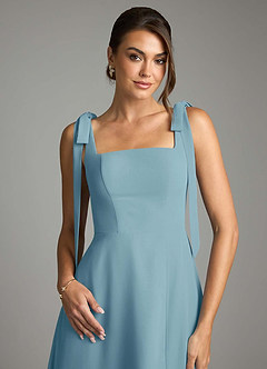 Azazie Debra Bridesmaid Dresses Moody Blue A-Line with Pockets Chiffon Convertible Dress image2