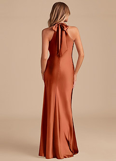 Azazie Doretta Bridesmaid Dresses Auburn Mermaid Bow Metallic Satin Dress image6