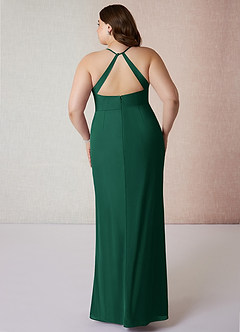 Azazie Becca Bridesmaid Dresses Emerald Sheath V-Neck Chiffon Dress image8