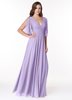 Azazie Temeka Bridesmaid Dresses Lilac A-Line Ruched Chiffon Dress image4