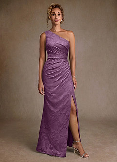 Azazie Joylin Mother of the Bride Dresses Wisteria Trumpet One Shoulder Floral Burnout Dress image4