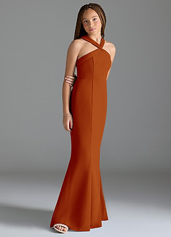 Azazie Rue Junior Syrena Rozcięcie z boku Szyfon Długość podłogi Młodsza druhna Sukienka image3