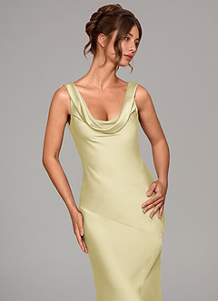 Azazie Rylina Bridesmaid Dresses Lemon Sorbet Mermaid Stretch Satin Dress image6