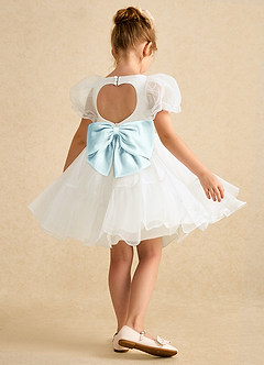 Azazie Debbie vestidos de niña de las flores Vestido de Marfil Vidrio Marino de Organza de Princesa con Escote de Corazón image6