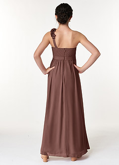 Azazie Flower Junior Espresso A-Line Pleated Chiffon Dress image2