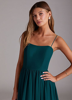 Azazie Calianna Bridesmaid Dresses Pine A-Line Off the Shoulder Chiffon Convertible Dress image2
