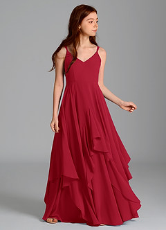 Azazie Karan Junior Scarlet A-Line Chiffon Dress image3