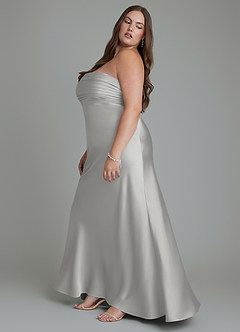 Azazie Saylor Bridesmaid Dresses Silver Mermaid Strapless Stretch Satin Dress image13