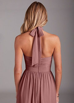 Azazie Avary Brautjungfernkleider A-Linie Plissee Chiffon Kleid Wüstenrose image7