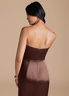 Azazie Aura Bridesmaid Dresses Espresso Mermaid Metallic Satin Convertible Dress image6