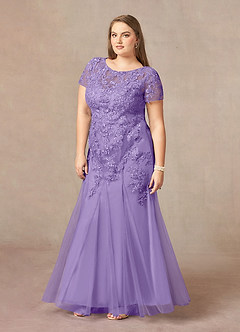 Azazie Laurie Abiti per la Madre della Sposa Abito Sirena in Tulle con Scollo a U e Paillettes Tahiti image9