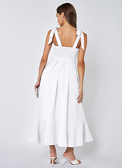 Love Of Romance White Tie-Straps Ruffled Midi Dress image2