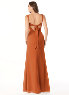 Azazie Audre Bridesmaid Dresses Cinnamon Mermaid Pleated Chiffon Dress image2