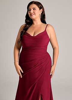 Azazie Deandra Bridesmaid Dresses Burgundy Mermaid Pleated Chiffon Dress image12