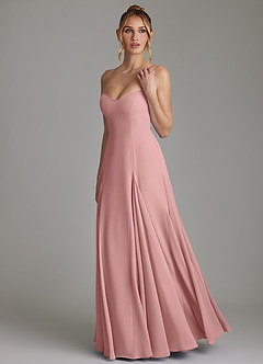 Azazie Imani Abiti da Damigella Abito A-Line in Chiffon Scollo a Cuore Rosa Polverosa image6