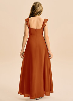 Azazie Mavie Junior Abito A-Line in Chiffon Increspato Paprika image2