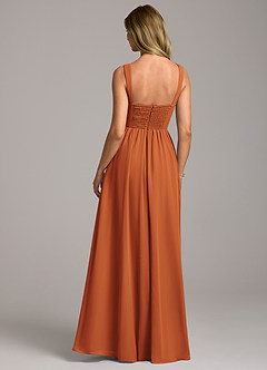 Azazie Rosaline Bridesmaid Dresses Cinnamon A-Line Side Slit Chiffon Dress image6