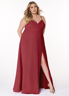 Azazie Everleigh Brautjungfernkleider A-Linie Herzchen Gefaltet Chiffon Kleid Granatapfelrot image8