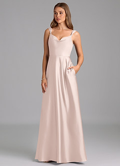 Azazie Beatrice 신부 들러리 드레스 A라인 스윗하트 네크라인 스트레치 새틴 바닥 길이 드레스 image3