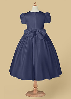 Azazie Anirra Flower Girl Dresses Stormy Ball-Gown Pleated Matte Satin Dress image6