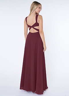 Azazie Nahrin Final Sale Cabernet A-Line V-Neck Pleated Chiffon Dress image4