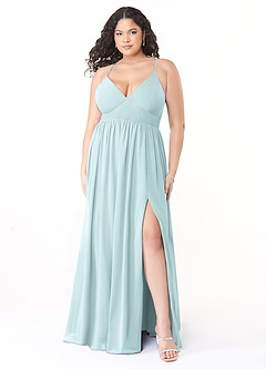 Azazie Aaida Bridesmaid Dresses Mist A-Line Corset Chiffon Dress image7