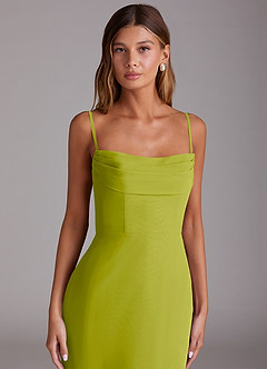 Azazie Saige Vestidos de damas de honor Vestido de Hierba De Limón de Gasa de Corte en A Convertible con Vestidos sin tirantes image2