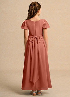 Azazie Lilia Girls Formal Flower Girl Dresses Clay A-Line with Sleeves Chiffon Dress image2