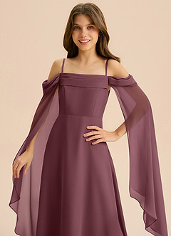 Azazie Moana Junior Linia A Pofałdowany Szyfon Długość podłogi Młodsza druhna Sukienka image7