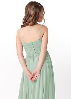 Azazie Astrid Junior Agave A-Line Floral Chiffon Dress image4