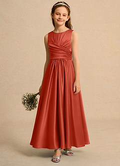 Azazie Ducky Girls Formal Flower Girl Klänningar Klä A-Line i Stretch Satin Plisserad image4