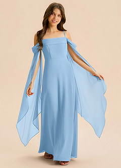 Azazie Moana Junior A-Linie Plissee Chiffon Kleid Puderblau image1