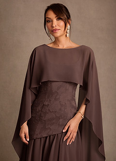 Azazie Flossie Mother of the Bride Dresses Ganache A-Line Pleated Chiffon Dress image6