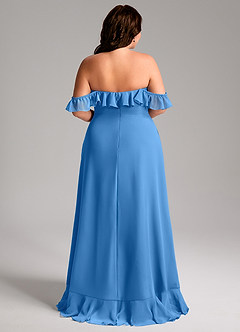 Azazie Lyra Robes de demoiselle d'honneur Robe Trapèze Convertible en Mousseline de soie Geai Bleu image12