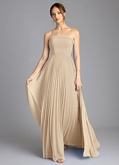 Azazie Mariana Bridesmaid Dresses Champagne A-Line Strapless Chiffon Dress image1