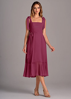 Azazie Deb Bridesmaid Dresses Mulberry A-Line with Pockets Chiffon Convertible Dress image5