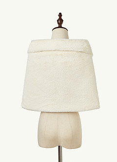 front Brooch Faux Fur Cape