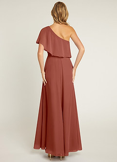 Azazie Lizzy Bridesmaid Dresses Auburn A-Line One Shoulder Chiffon Dress image2
