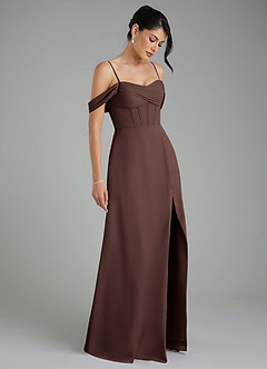 Azazie Cece Bridesmaid Dresses Ganache A-Line Off the Shoulder Chiffon Dress image5