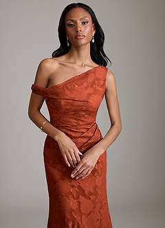 Azazie Emerson 신부 들러리 드레스 인어 오프 더 숄더 플로럴 번아웃 바닥 길이 드레스 image2