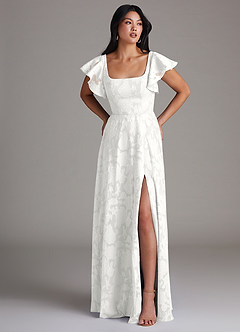 Azazie Bondi Šaty pro družičky A-Line Boční štěrbina Květinové vyhoření Délka podlahy Šaty image4