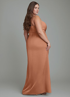 Azazie Calandra Bridesmaid Dresses Bronzer Sheath Pleated Stretch Satin Dress image12
