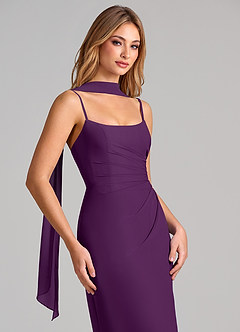 Azazie Calandra Brudepigekjoler Skede Plisseret Chiffon Gulv-længde Kjole image6